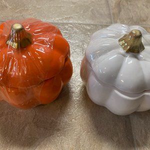 Two Ceramic Pumpkin with Lids